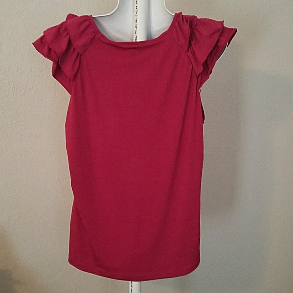 EUC Large Berry Colored Ruffle Top - Picture 2 of 3